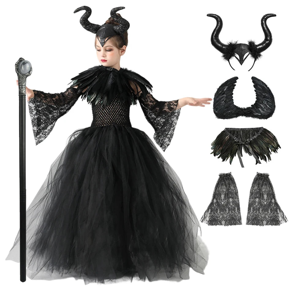 Black Mesh Evil Queen Tutu Dress Costume