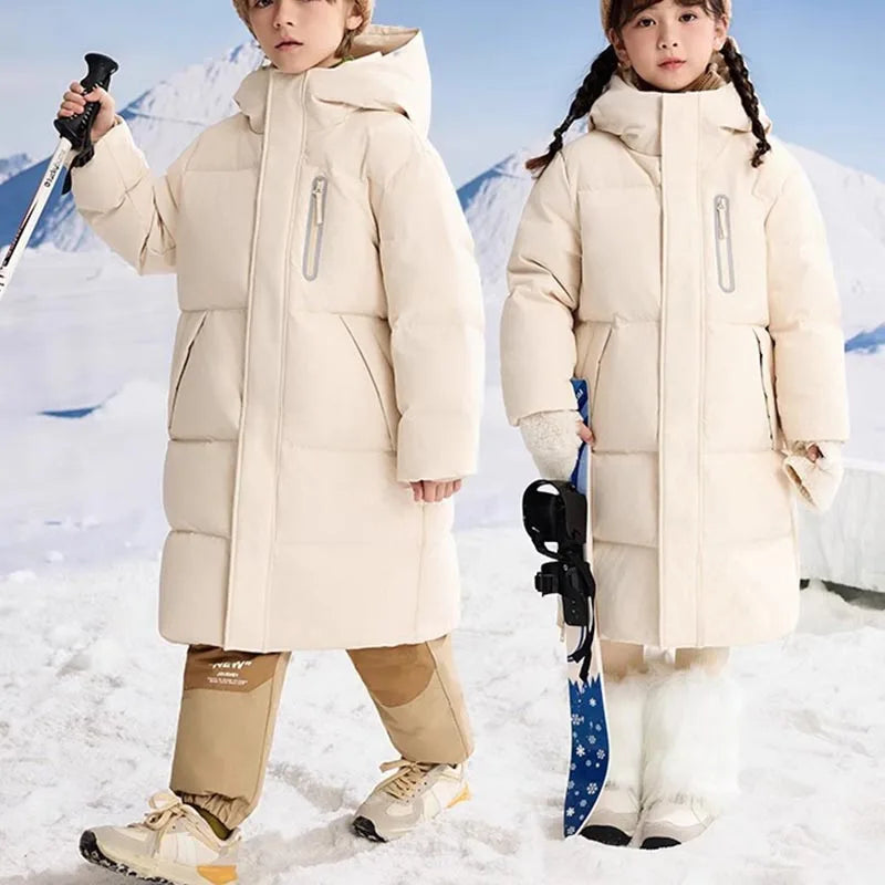 Kids Winter Down Jacket For Boy Girl Hooded Waterproof Thick