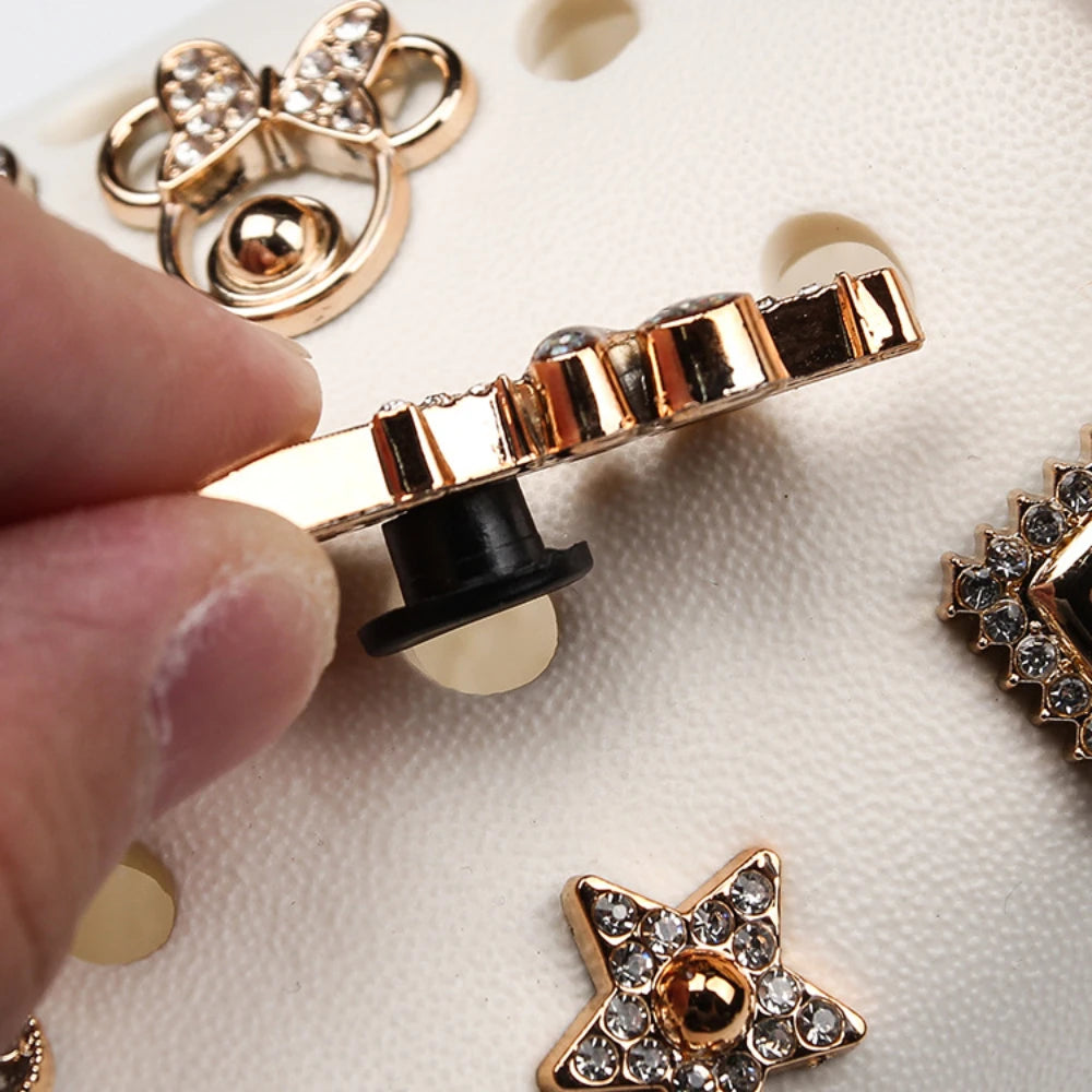 13PCS Summer Shoe Charms DIY Diamond Pearl Chain Gemstone De