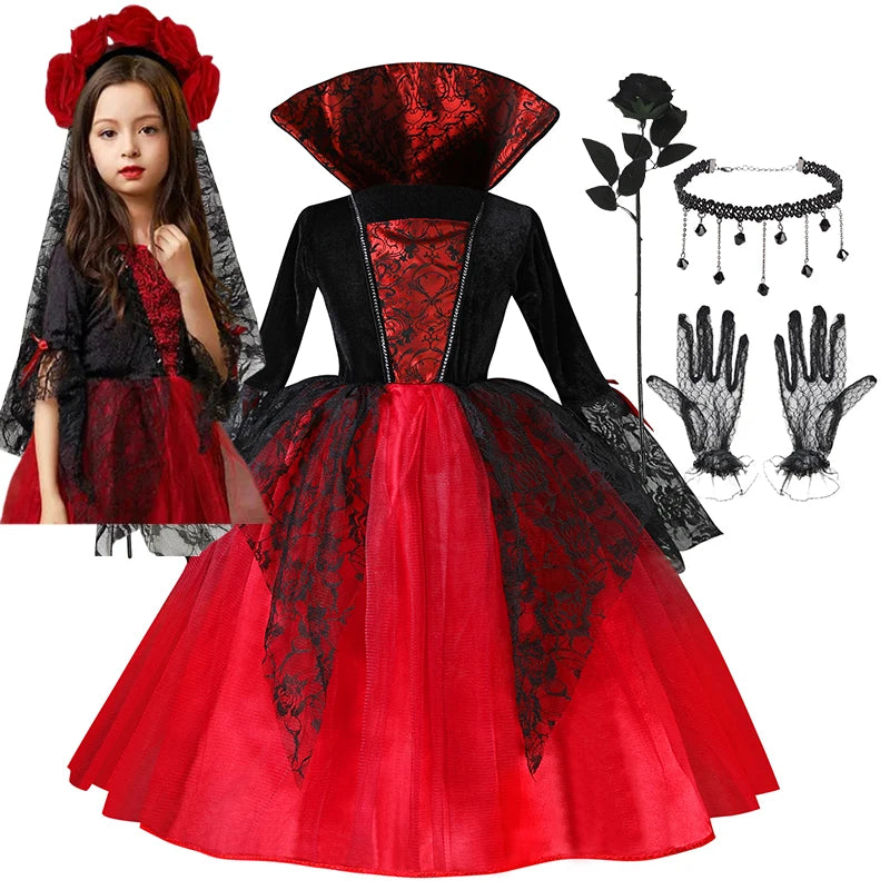 Halloween Girl Cosplay Vampire Dress For Kids Ghost Bride Va
