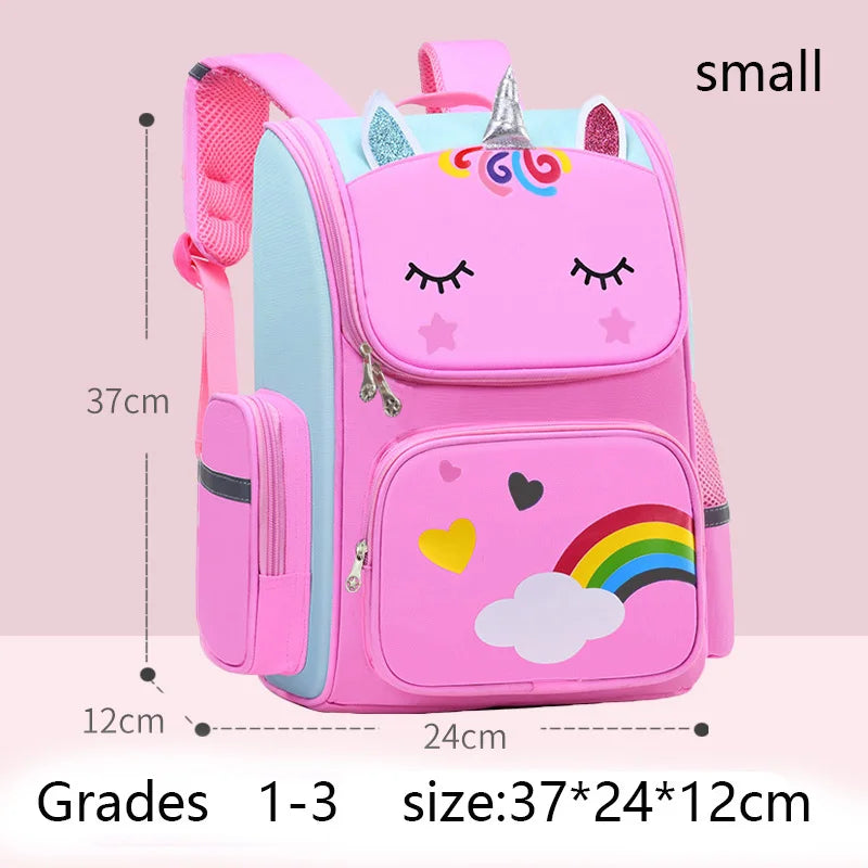 Kid Backpack for Girl Unicorn Children Bookbag Rainbow Eyes