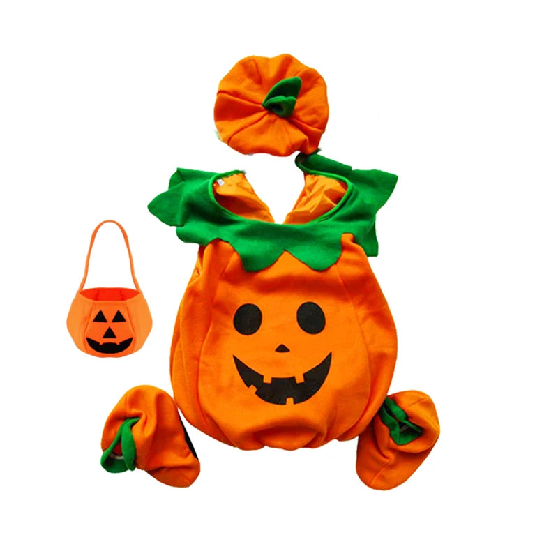 2026 Baby Girls Boys Children Jumpsuit Halloween Pumpkin Cos