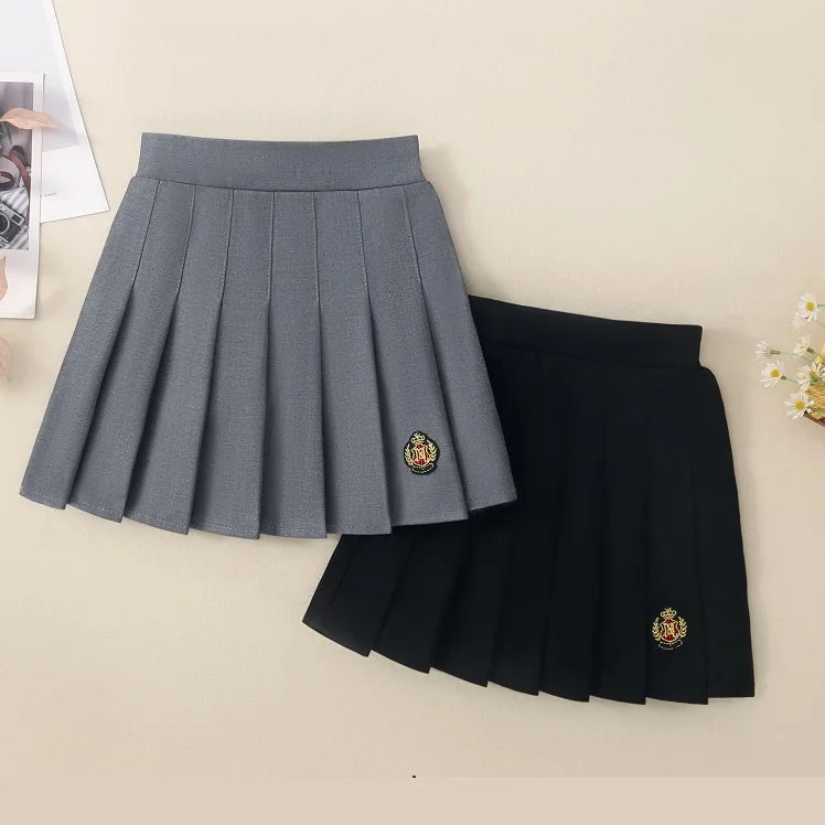 Gray A-Line Skirt School Uniform Style JK Pleated High Waist