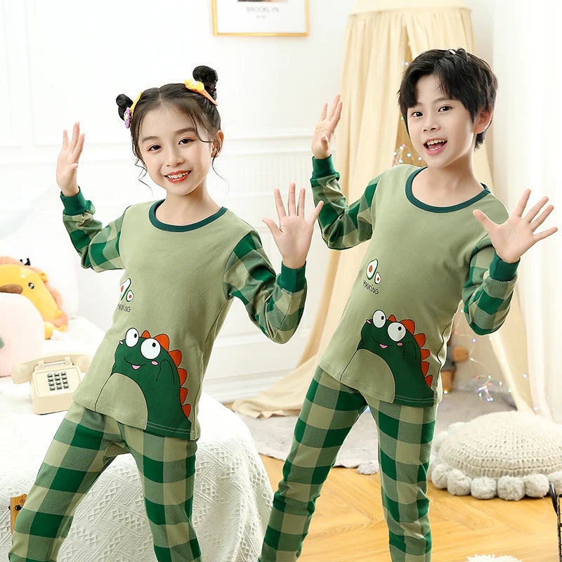 100% Cotton Pajamas Kids Girl Winter Pink Cat Teenager Girls