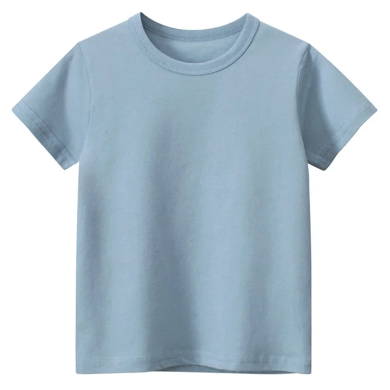 Kids Solid T Shirt Tops for Child Boys Girls Baby Toddler Bl