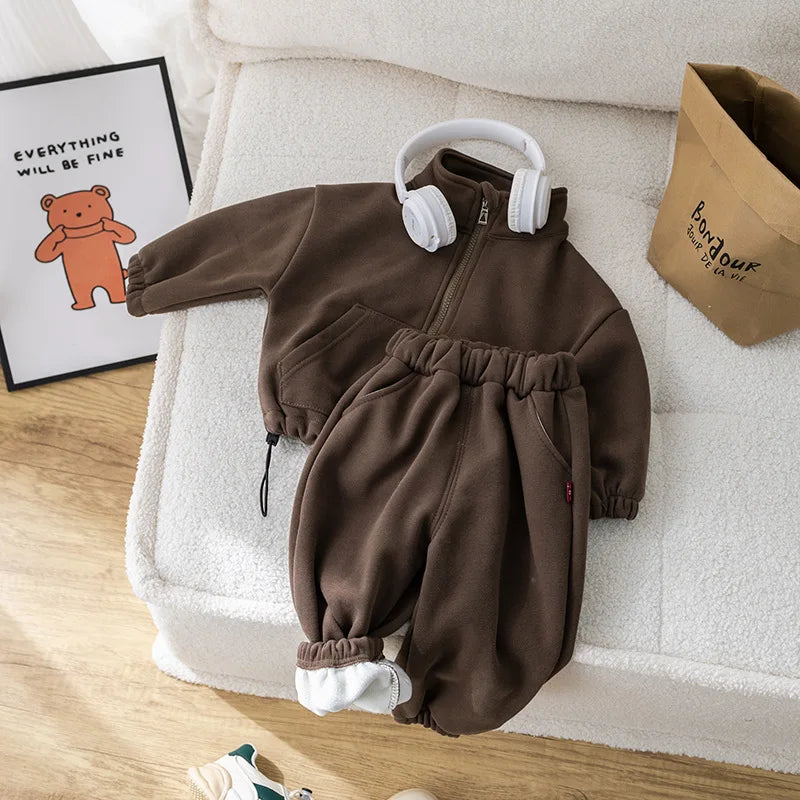 IYEAL Children's Baby Clothing Sets Winter Fleece Casual 2 P