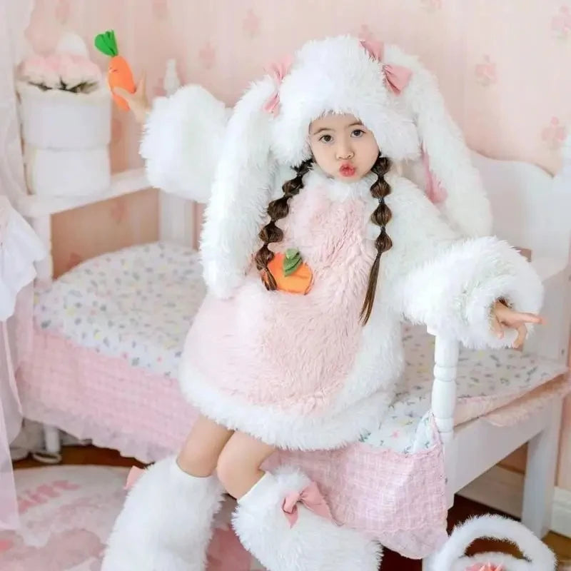 Cartoon Children Plush Rabbit Cosplay Costume Kawaii Kids Wi