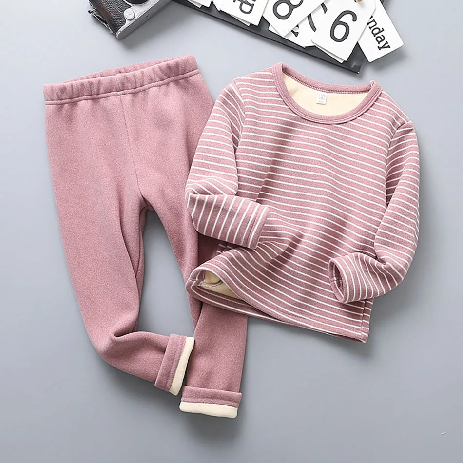 Striped Plush Pyjama Set | Cosy Winter Warmth