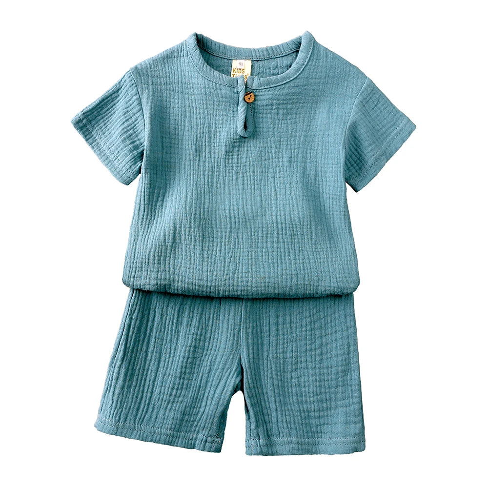 Cotton Linen T-Shirt & Shorts Set
