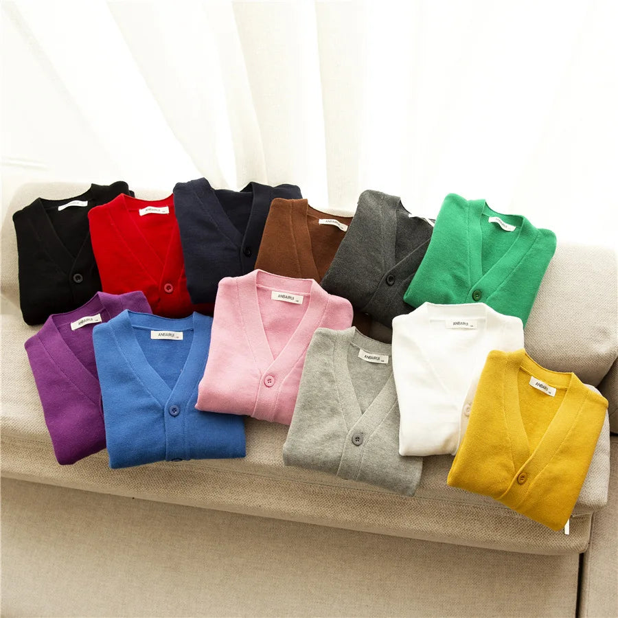 Baby Kids Cardigan Spring New Casual Long Sleeve V-neck Knit