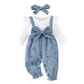 Floral Long Sleeve Baby Romper with Bow Headband