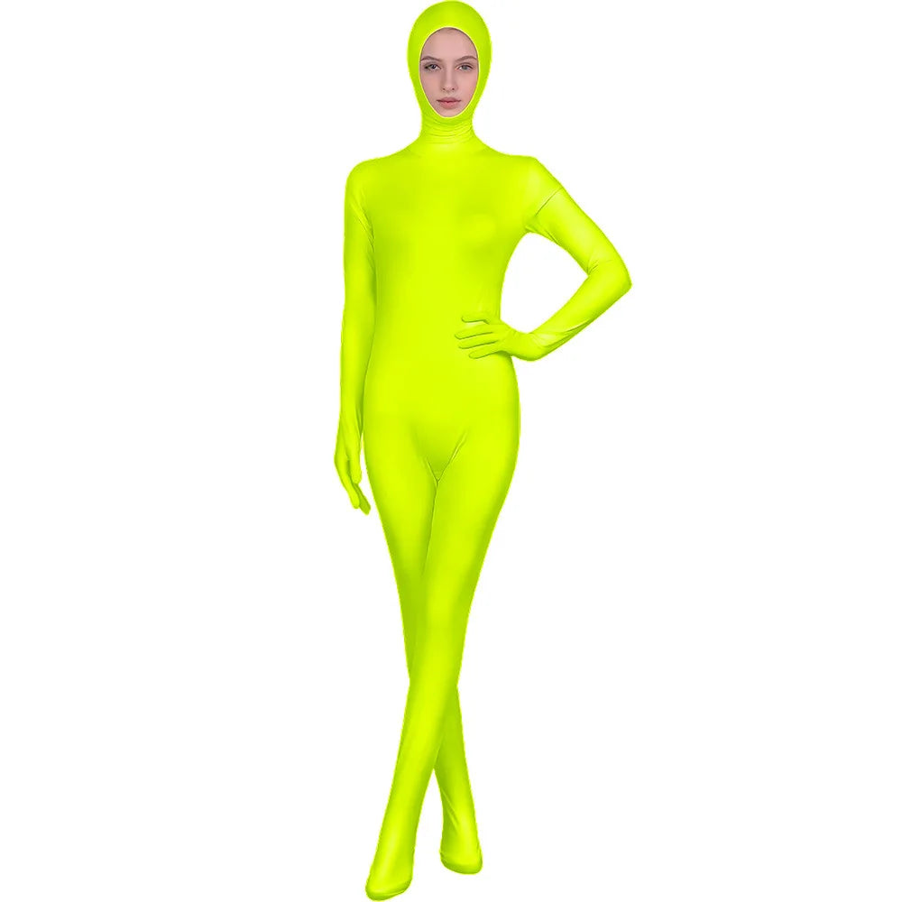 Funny Solid Color Face Revealing Tight Jumpsuit Cosplay Cost