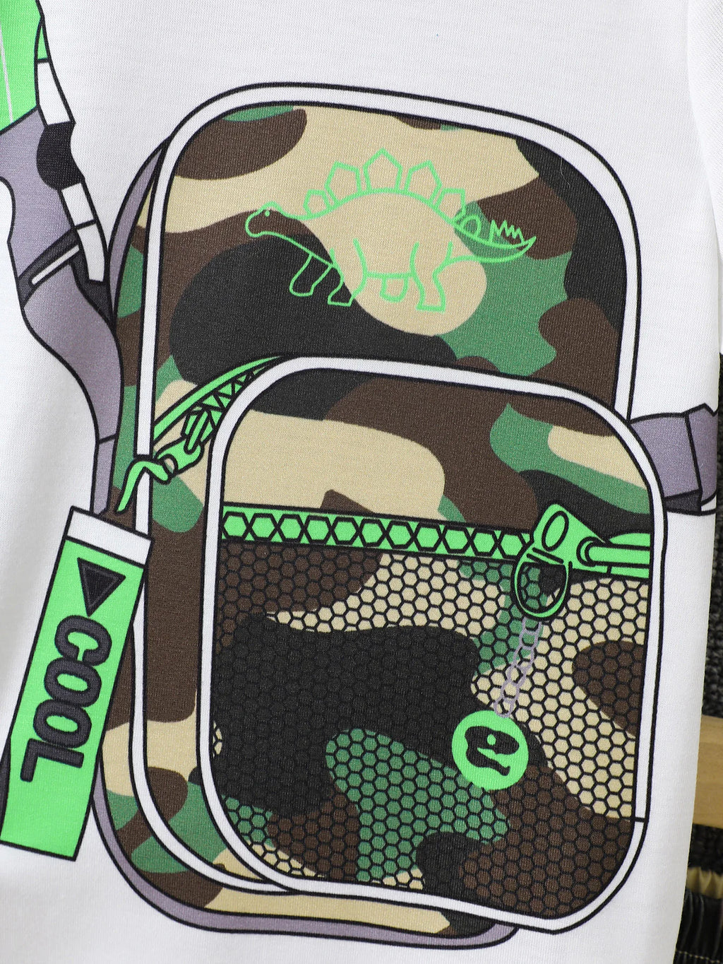 Boys Summer Clothing Set 2Pcs Breathable Fake Bag Print Shor