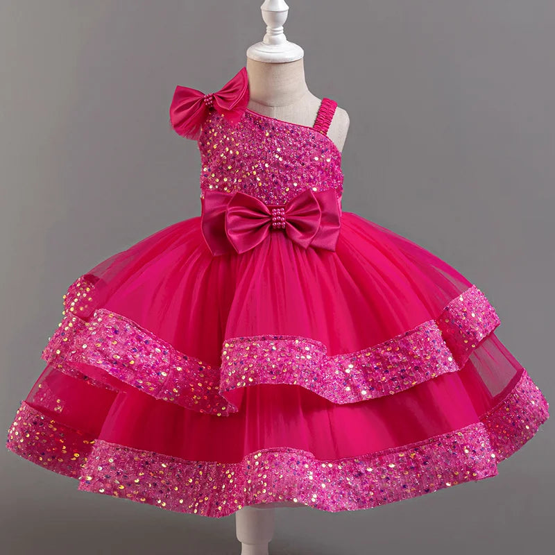Flower Princess Sequins Baby Wedding Christmas Party Short S