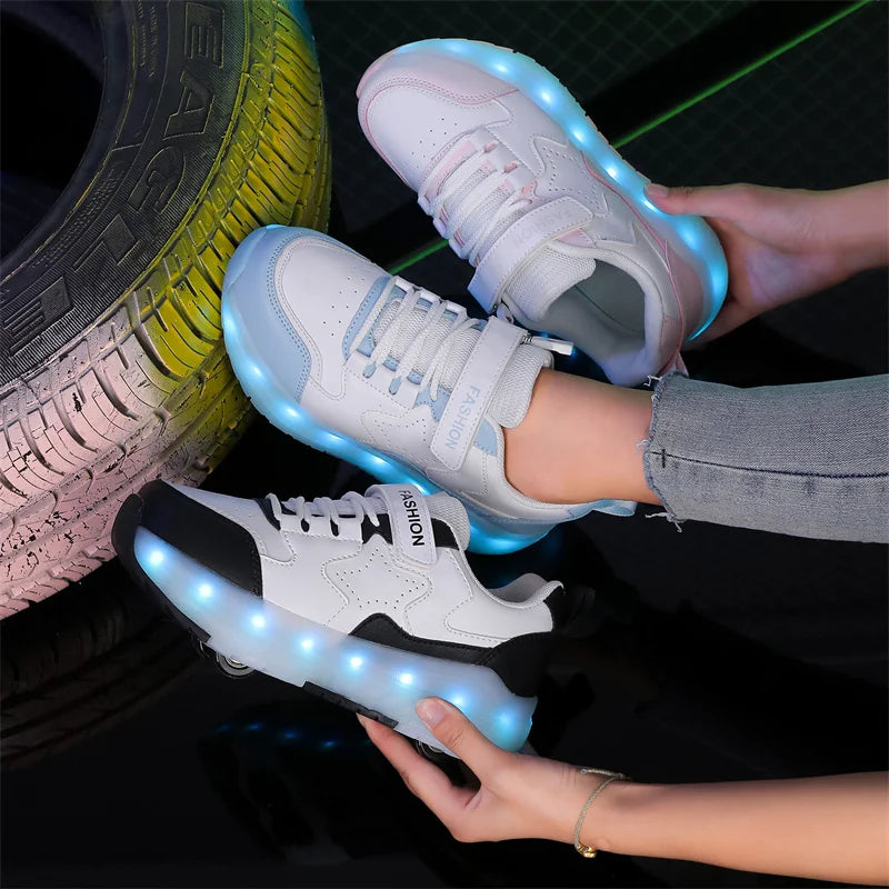 Kid Led Sneakers USB Charging Luminous Shoes Outdoor Sport R