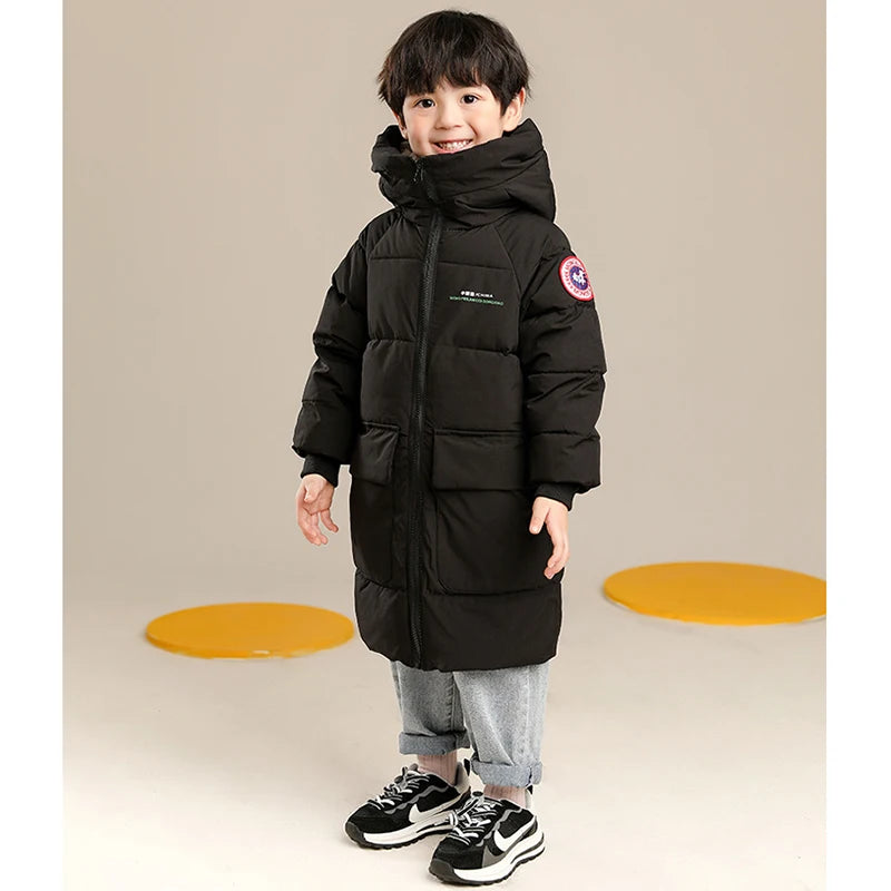 Boys Hooded Winter Coat | Warm Long-Length Jacket