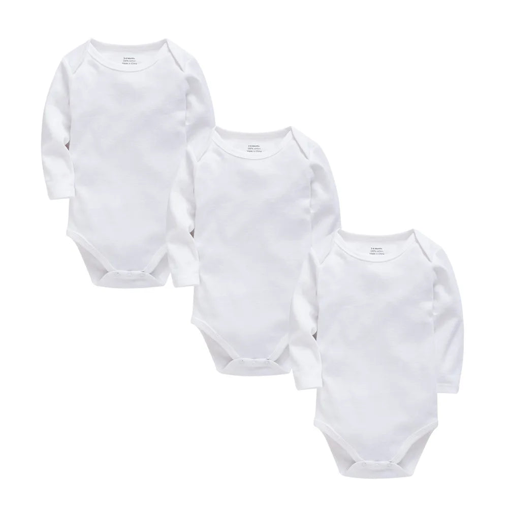 Solid White Baby Clothes Long Sleeve Cotton Baby Girls Boys
