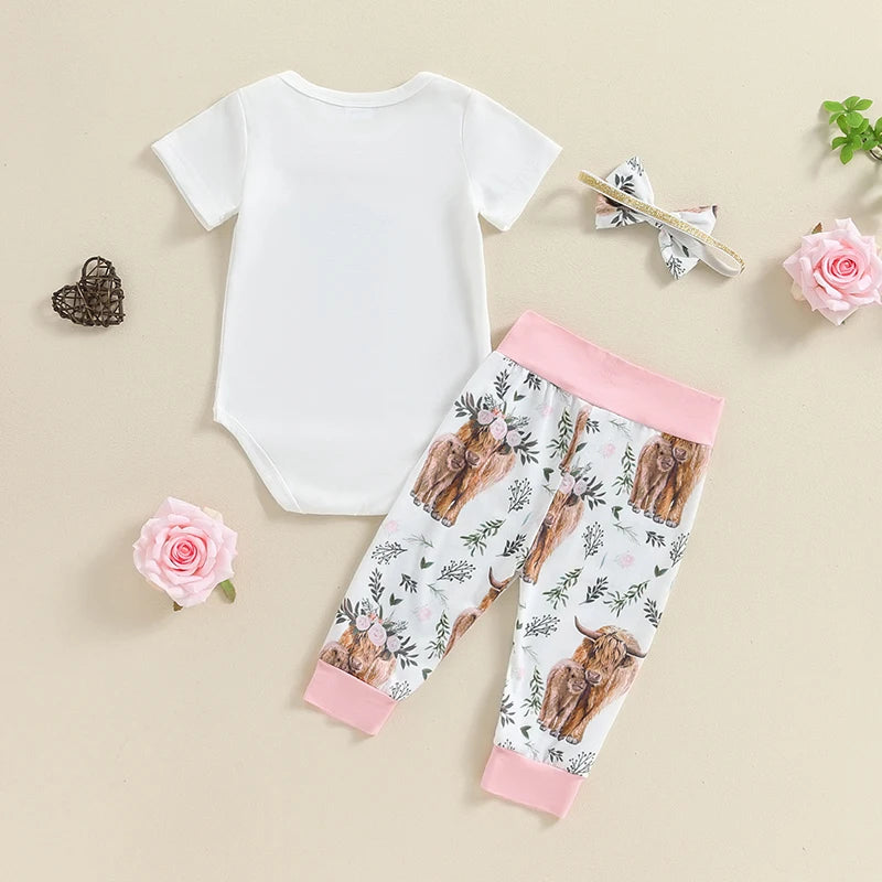 Citgeett Summer Infant Baby Girl Clothes Set Print Short Sle
