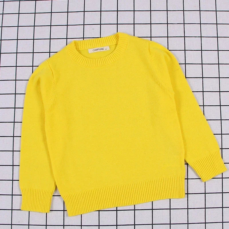 2025 New Autumn Baby Boys Girls Pure Color Sweaters 1-8Yrs K