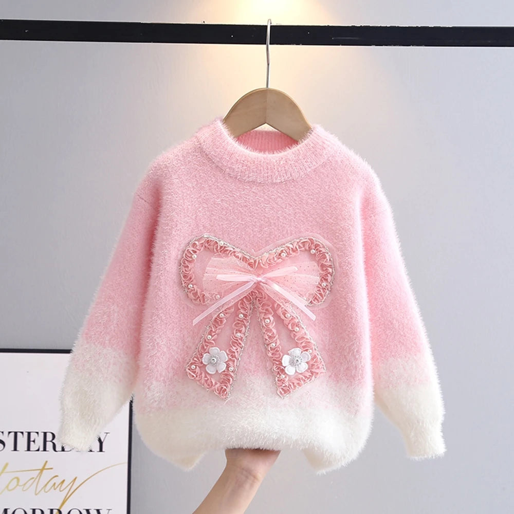 autumn winter teen girls sweater thickened faux mink fur chi