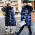 5-14 Years Old Winter Boys Girls Jacket Long Style Hooded Fu