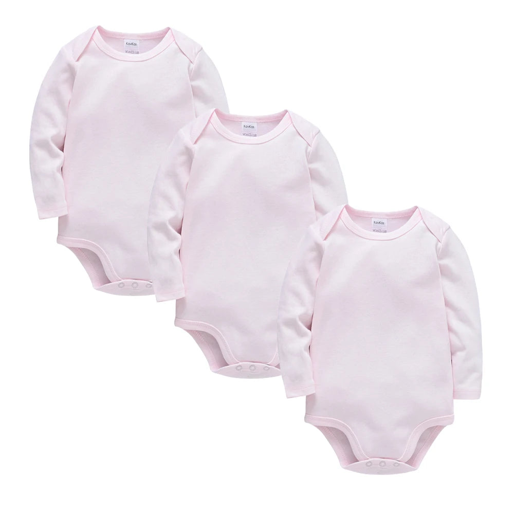 Solid White Baby Clothes Long Sleeve Cotton Baby Girls Boys