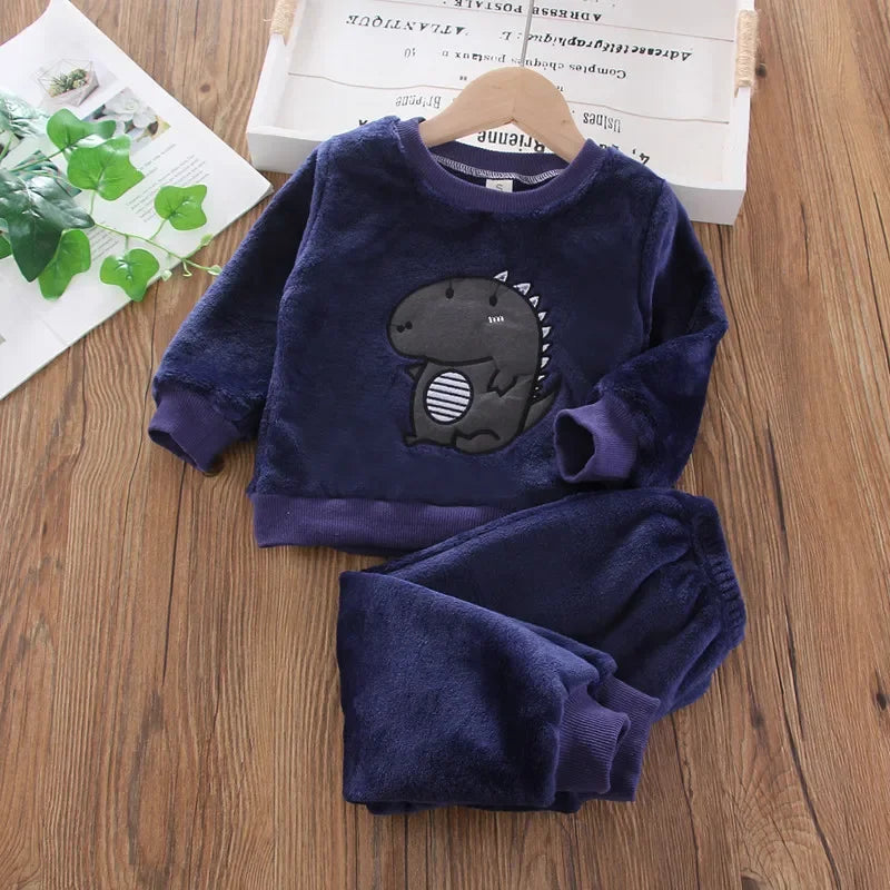 Children's Pajama Sets Bear Tops + Pants 2Pcs Kids Pajamas W