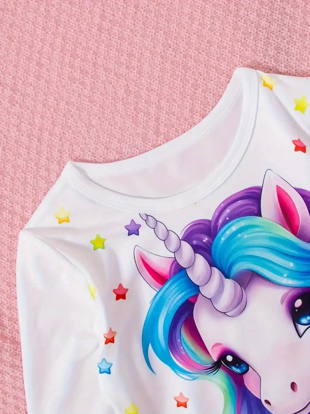 Children's Clothing Set with Round Neck Unicorn Print Long S