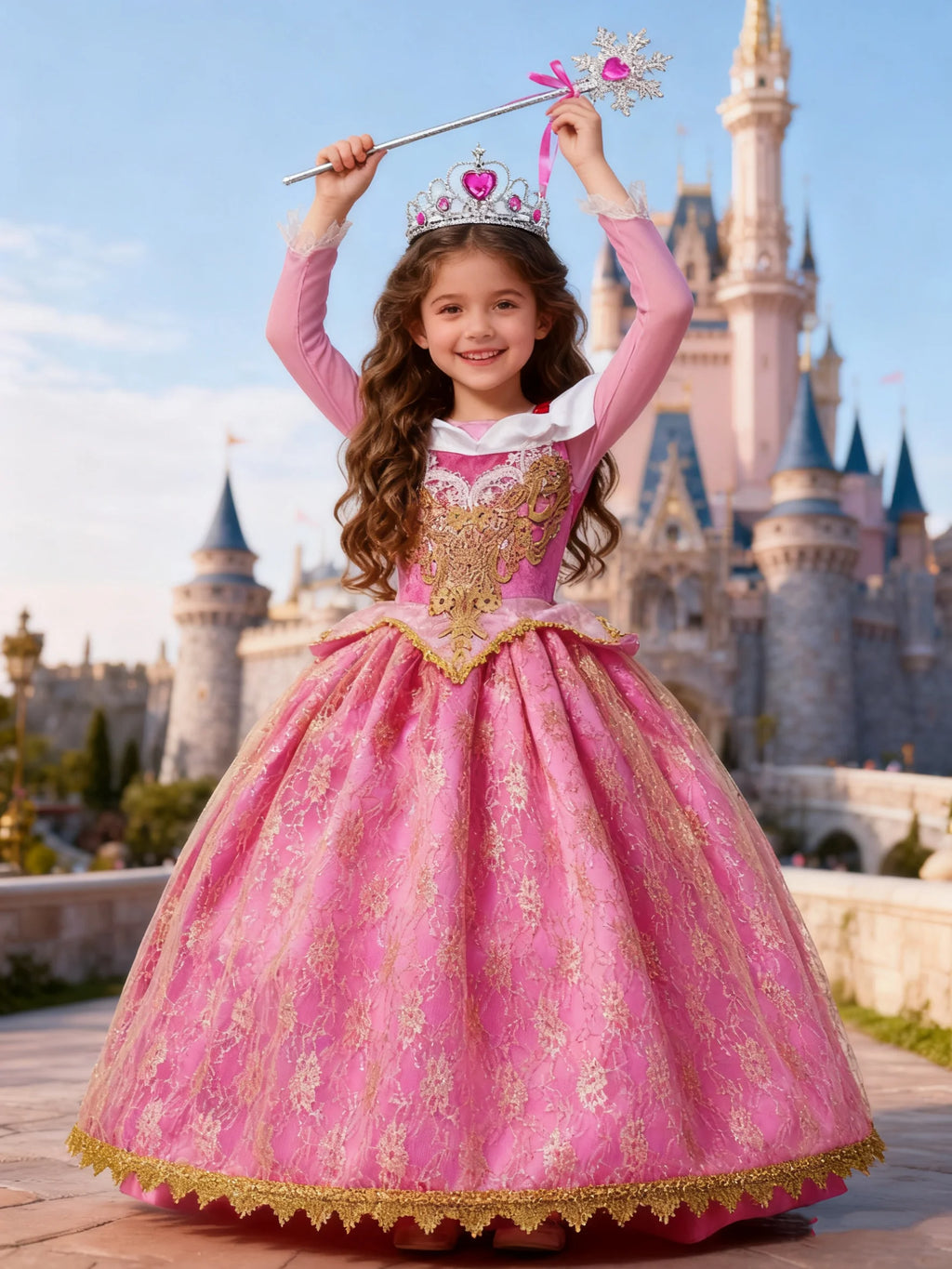 Girl Aurora Princess Dress Children Luxurious Cosplay Costum