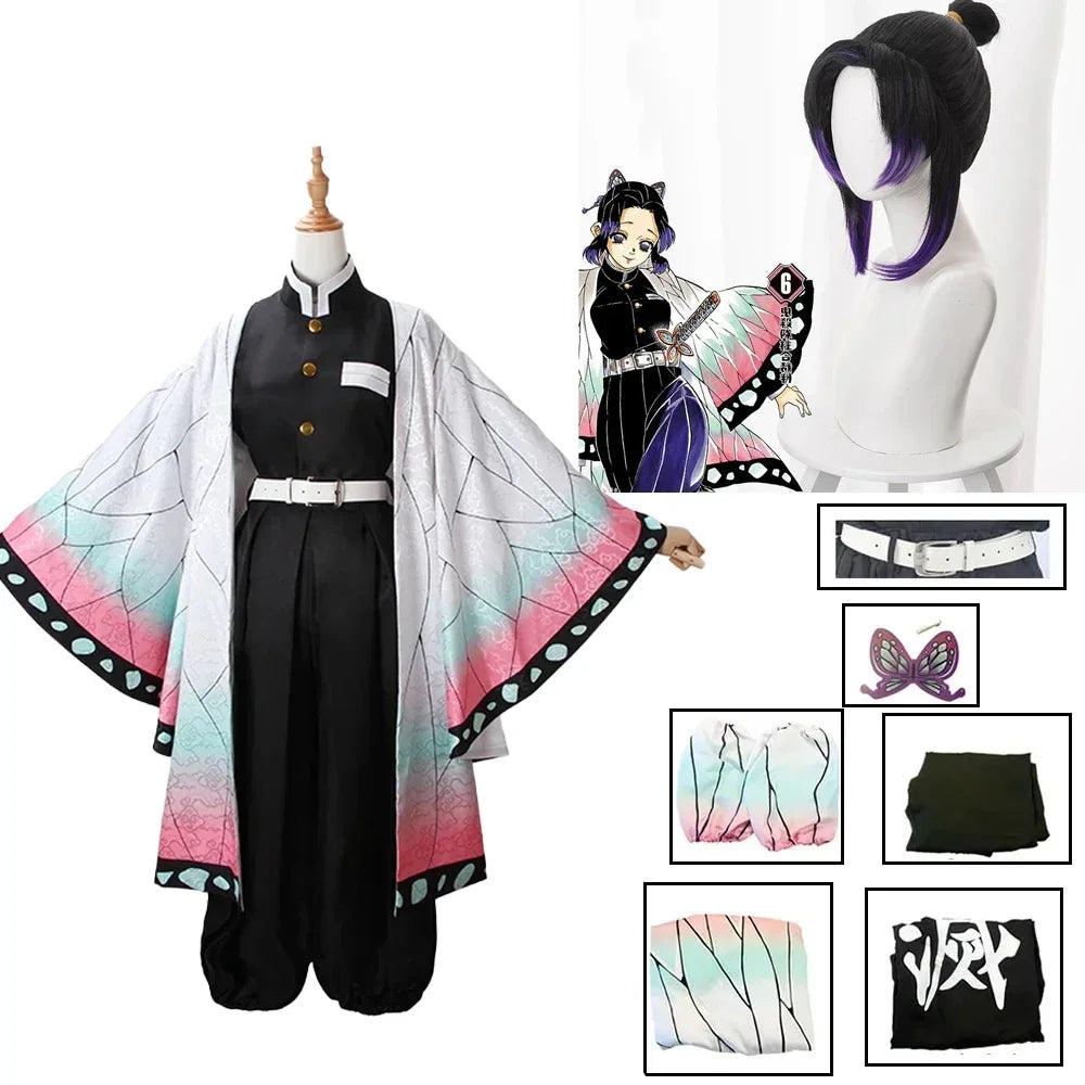 AnimeKochou Shinobu Cosplay Costume Kochou Uniforms Wigs Hai