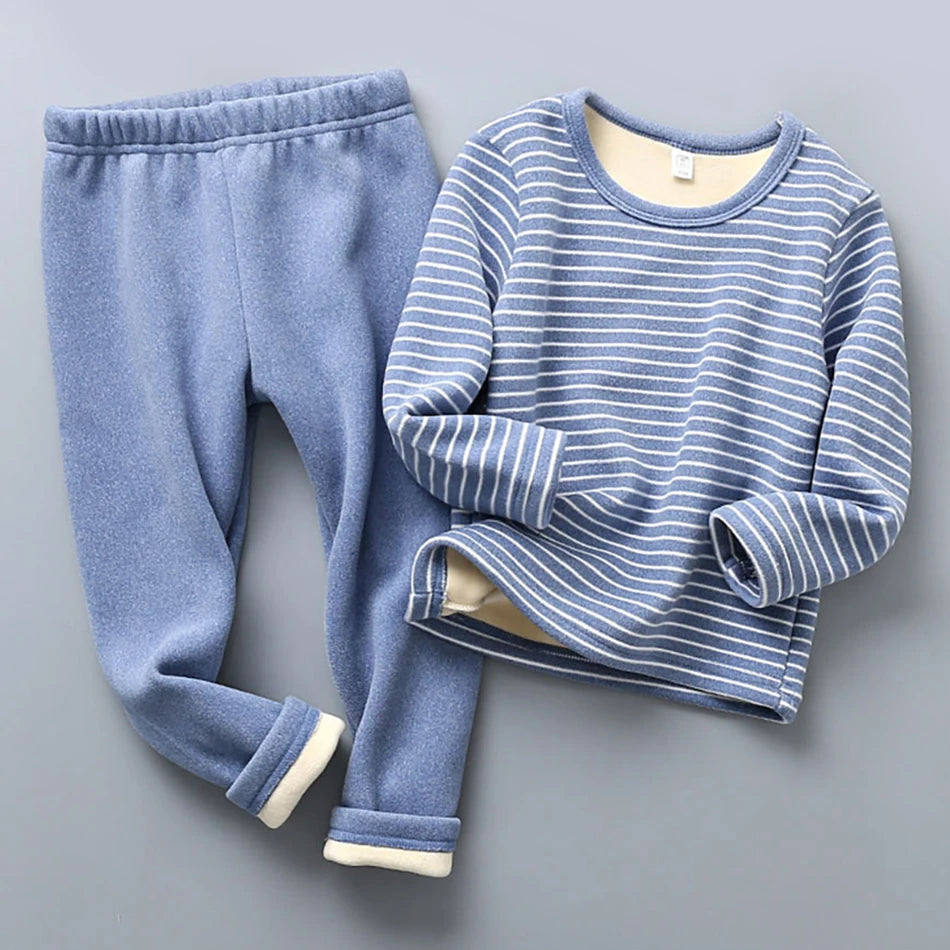 Striped Plush Pyjama Set | Cosy Winter Warmth