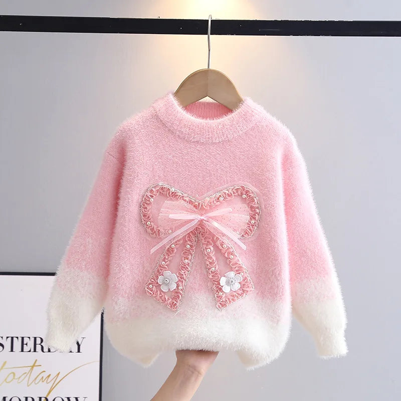 autumn winter teen girls sweater thickened faux mink fur chi