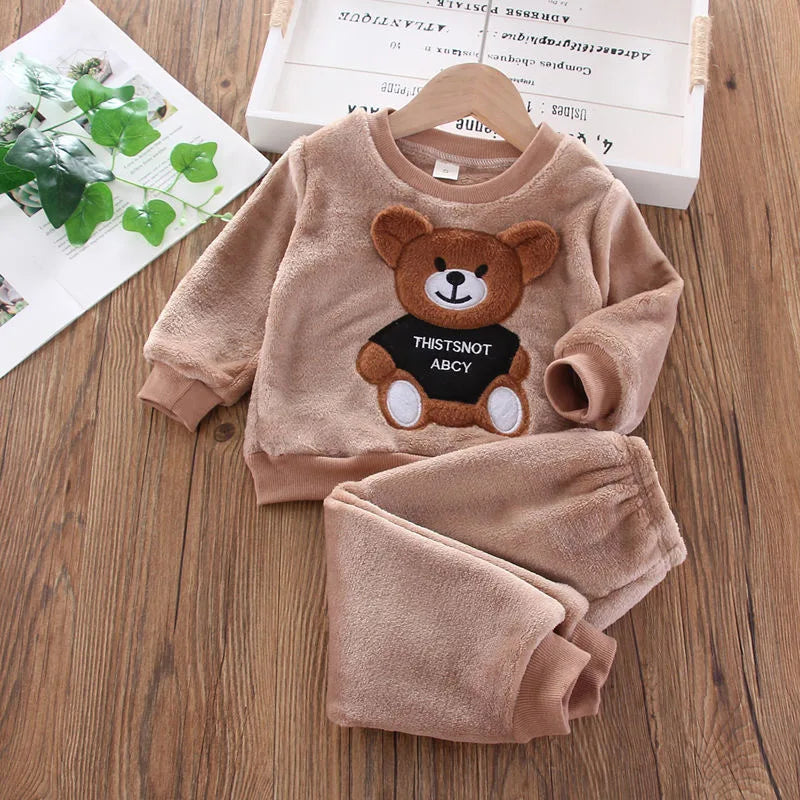 New Winter Baby Girls Boys Homewear Sets Autumn Fashion Flan