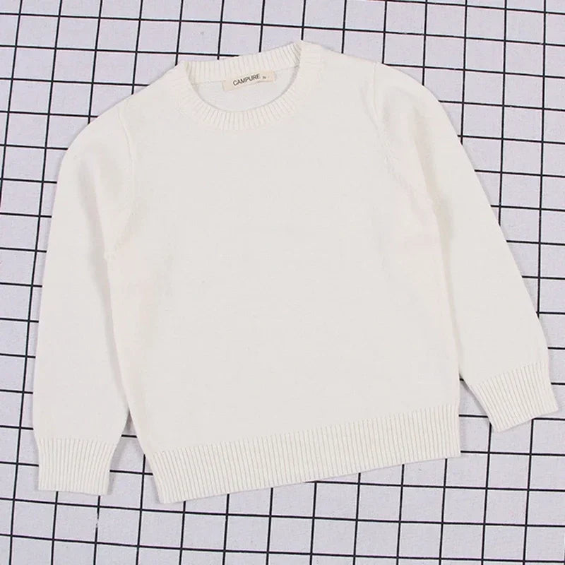 2025 New Autumn Baby Boys Girls Pure Color Sweaters 1-8Yrs K