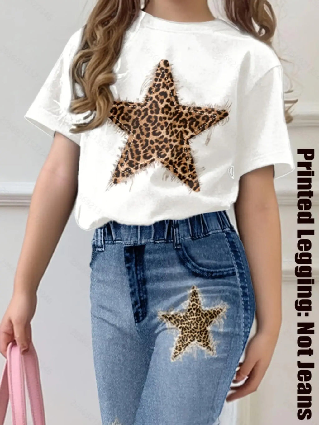 Girls' Two-Piece Casual Set: Short-Sleeve Crewneck T-Shirt a