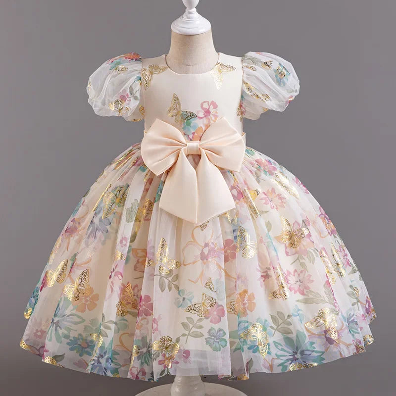 Bow Flower Girl Dresses for Weddings Lace Short Sleeve Girls