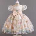 Bow Flower Girl Dresses for Weddings Lace Short Sleeve Girls