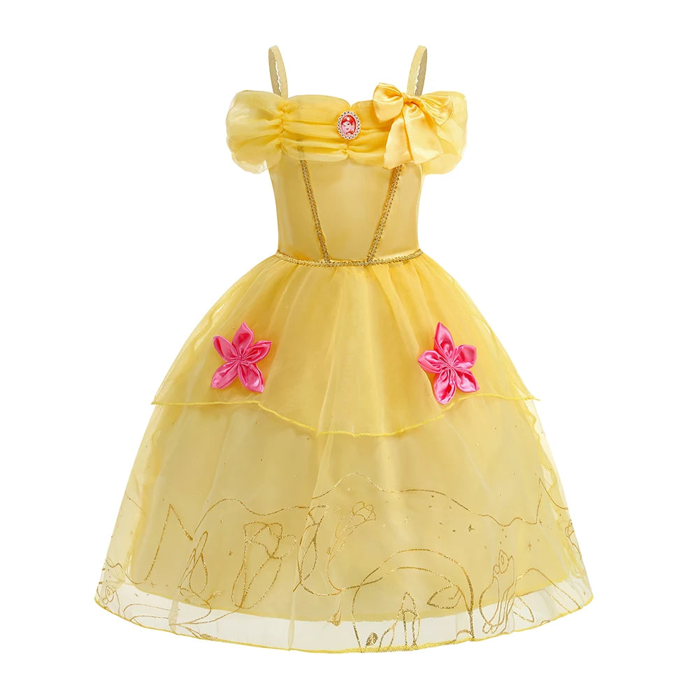Disney Snow White Princess Dress Girl Belle Cosplay Costume