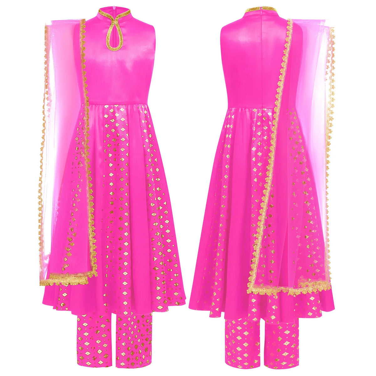 Girls' Indian Salwar Kameez with Metallic Print