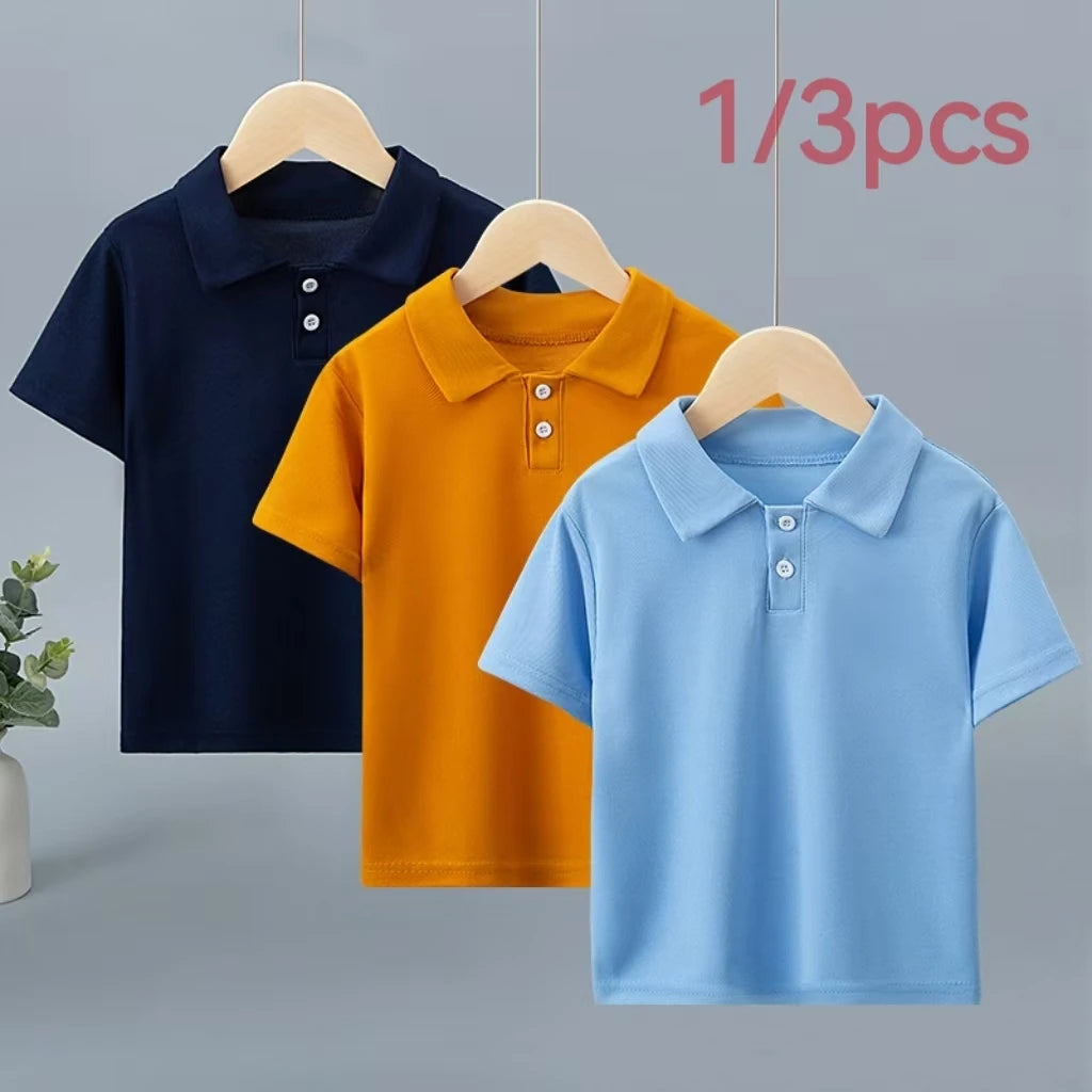1/3 Pack Children's Solid color POLO Shirt Boy Handsome Fash