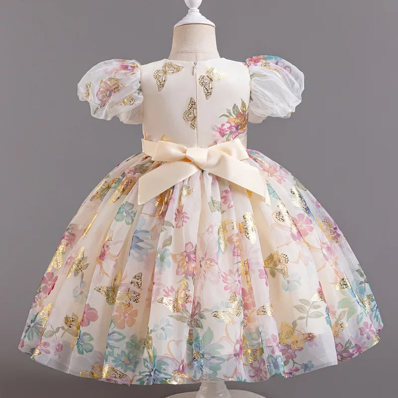 Bow Flower Girl Dresses for Weddings Lace Short Sleeve Girls