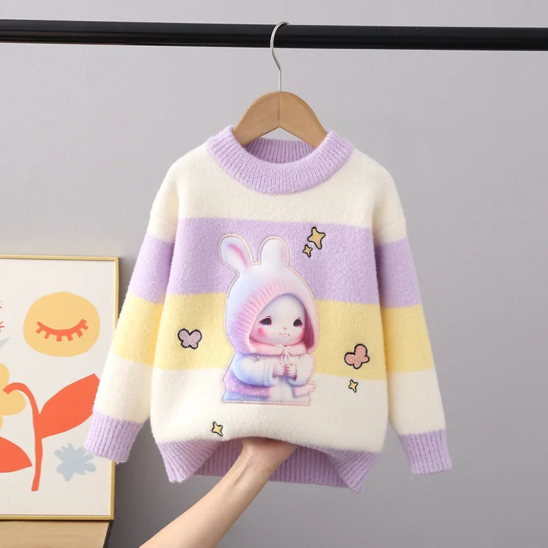 Children Sweaters Autumn Winter Girls Fluff Pullover Sweater