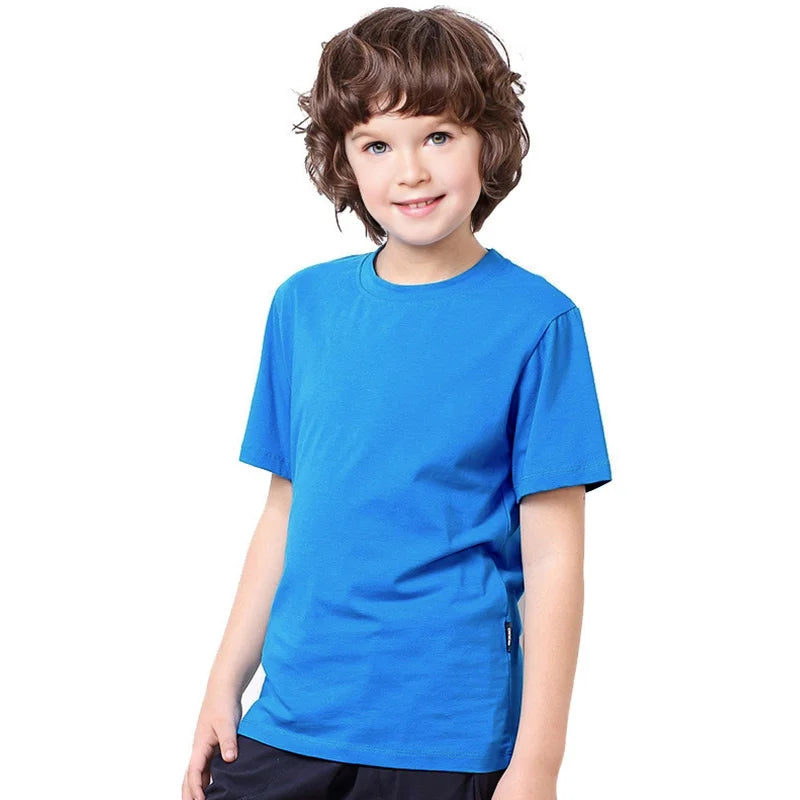 Kids Solid T Shirt Tops for Child Boys Girls Baby Toddler Bl