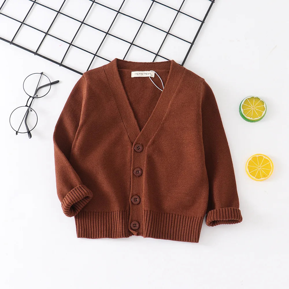 Baby Kids Cardigan Spring New Casual Long Sleeve V-neck Knit