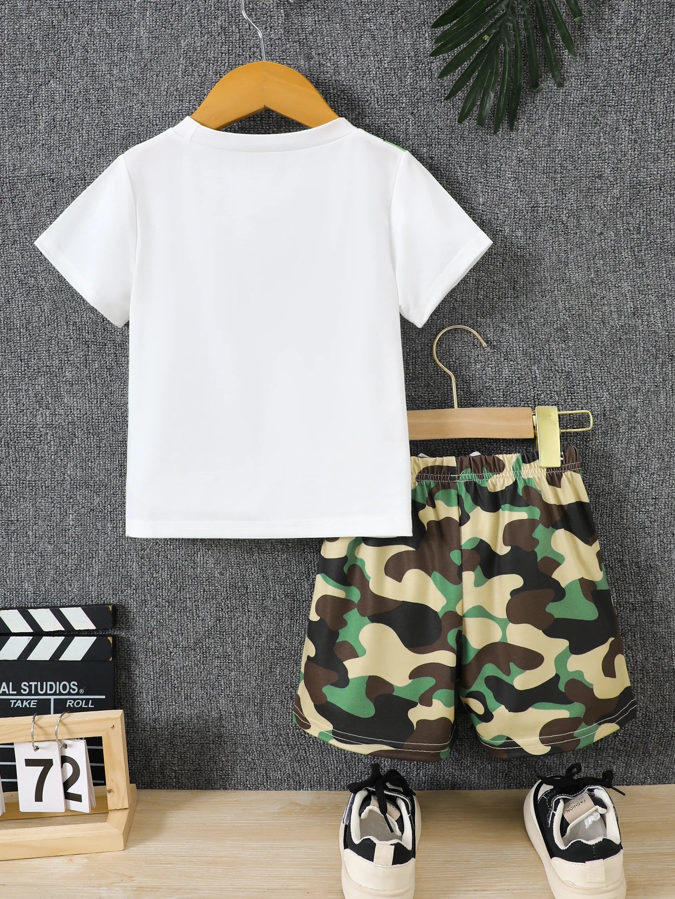 Boys Summer Clothing Set 2Pcs Breathable Fake Bag Print Shor
