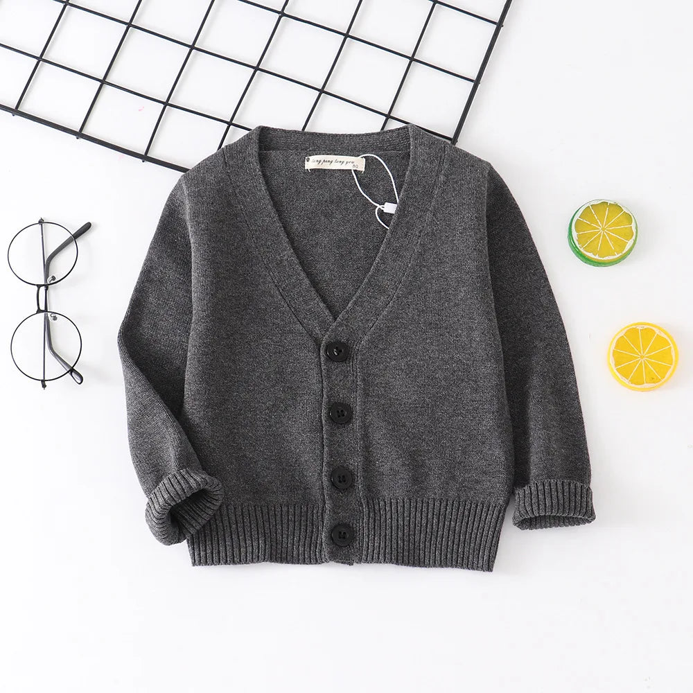 Baby Kids Cardigan Spring New Casual Long Sleeve V-neck Knit