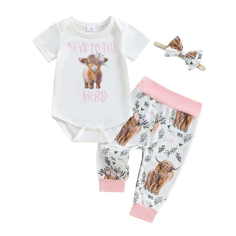 Citgeett Summer Infant Baby Girl Clothes Set Print Short Sle