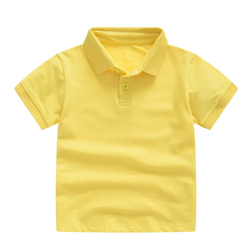 Solid Color Boys Girls Summer T-shirts Quality Uniform Polo