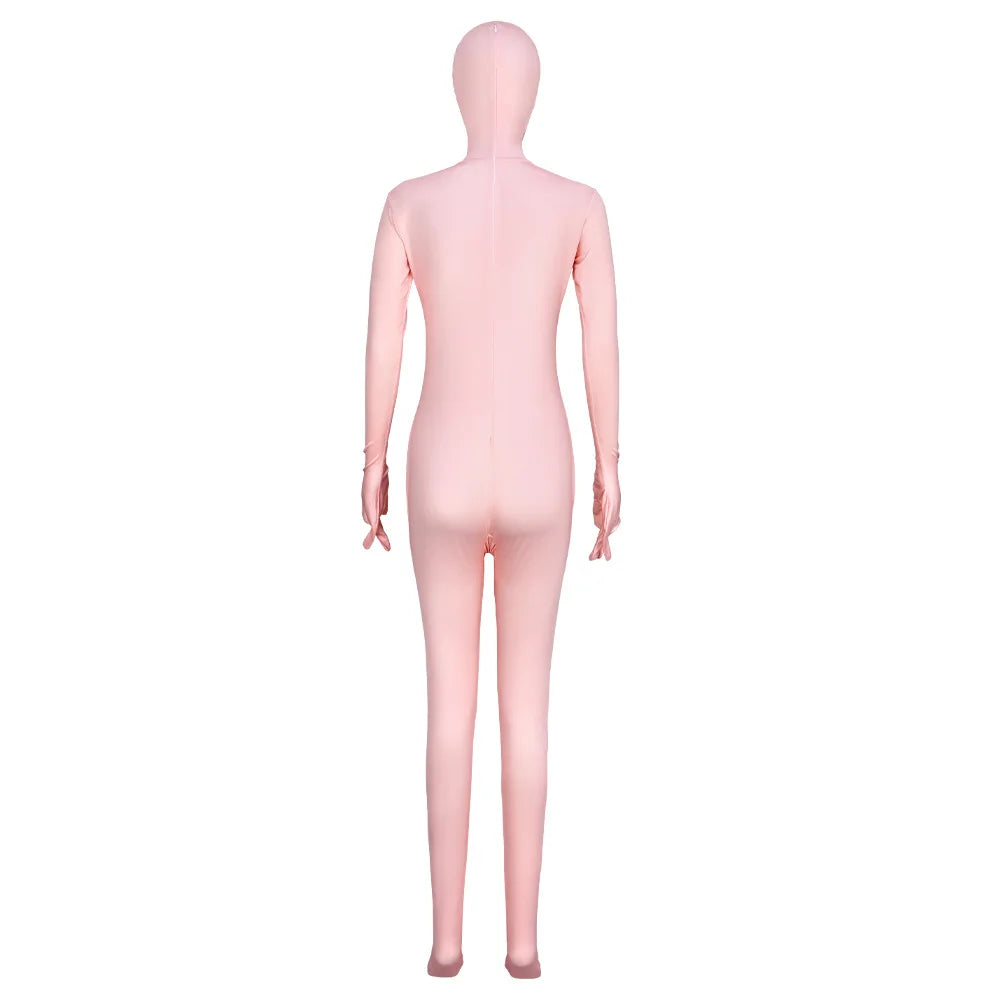 Funny Solid Color Face Revealing Tight Jumpsuit Cosplay Cost