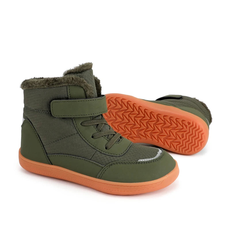 Wide Toe Barefoot Winter Boots | Kids Warm Snow Shoes